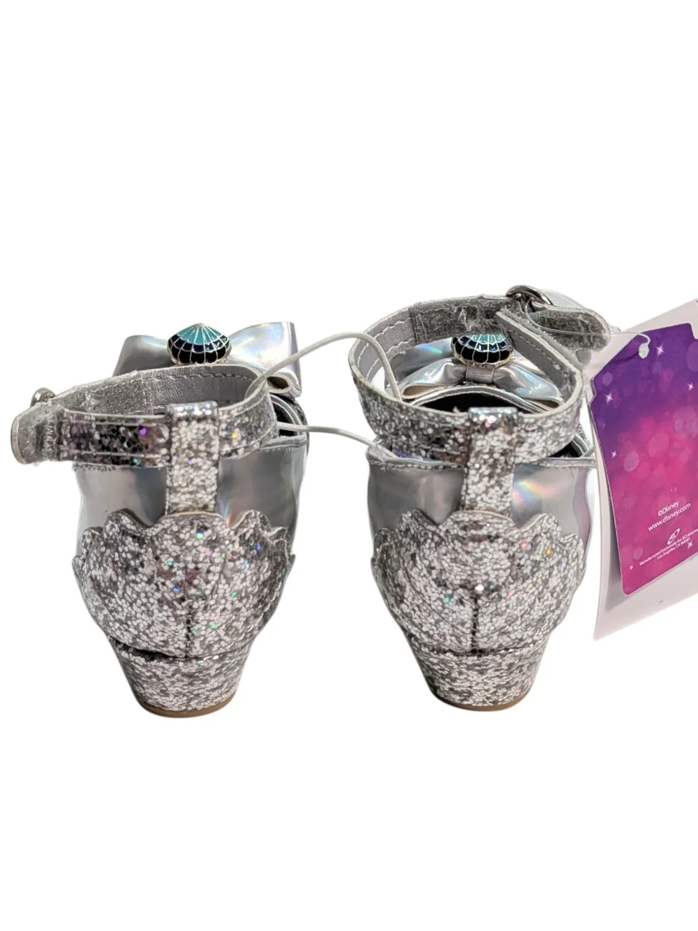 Disney Princess Ariel Silver Glitter Ballet Heels Toddler Girls Size 6 NWT Box